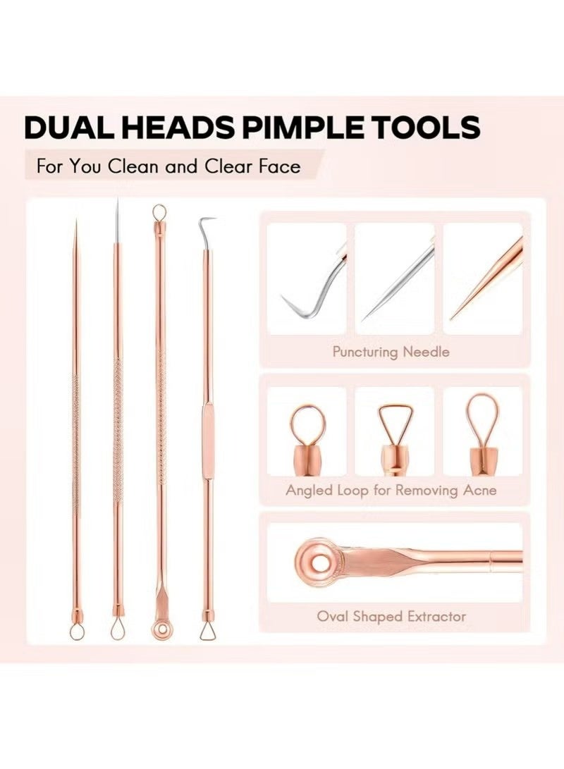Uliova 4-Piece Stainless Steel Blackhead Remover Kit, Professional Pimple Popper & Comedone Extractor Tools, Acne & Whitehead Removal Set for Nose and Face - Image 2